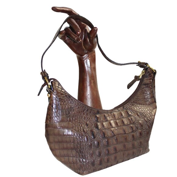 Brahmin Crocodile Cashew Melbourne Leather Shoulder Bag - Picture 7 of 11